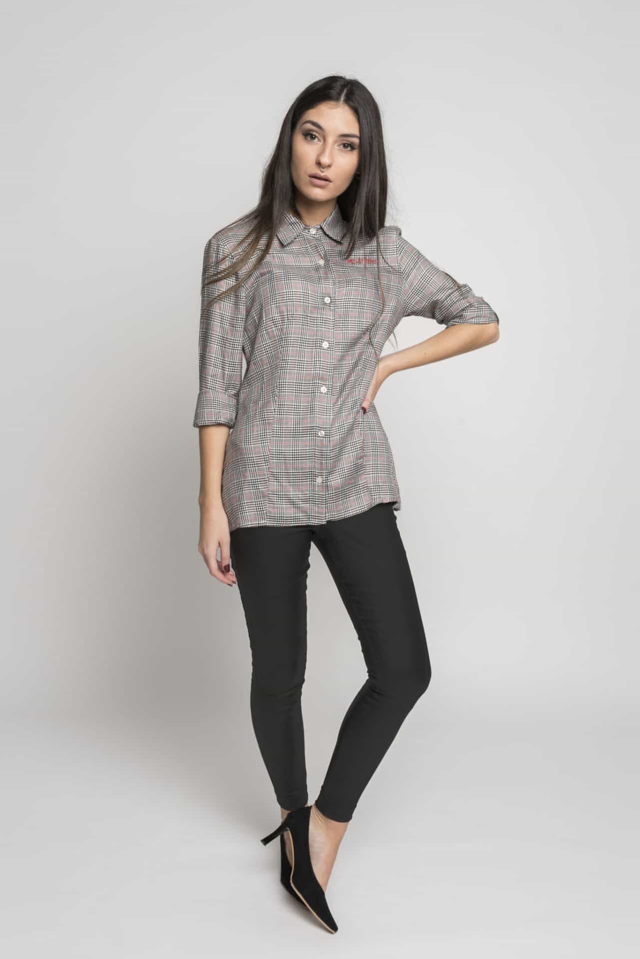Camisa Katie Melua de mujer estampada con mangas 3/4 arremangadas