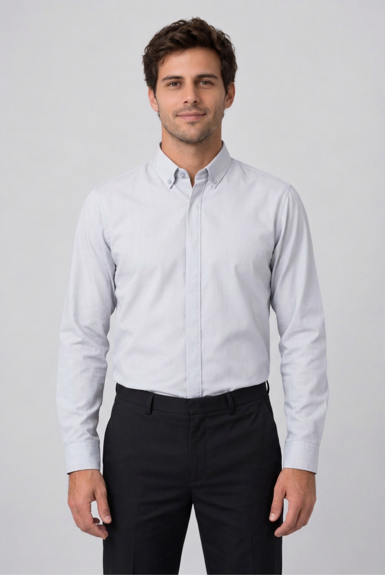 Camisa Monk hombre delantero gris perla