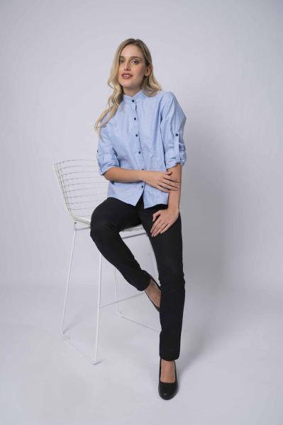 Camisa uniforme My Girl de mujer con cuello Mao y pinzas Dior