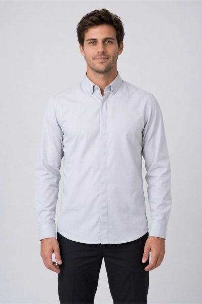 Camisa Monk hombre bastilla curva delanterogris perla