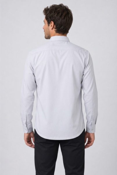 Camisa de Vestir Monk 3 Camisa Monk hombre bastilla curva espalda gris perla