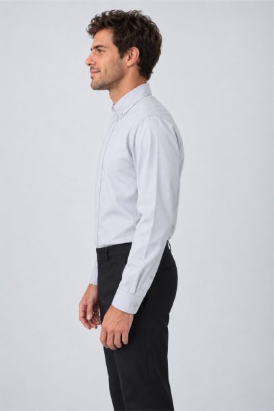 Camisa de Vestir Monk 5 Camisa Monk hombre perfil gris perla