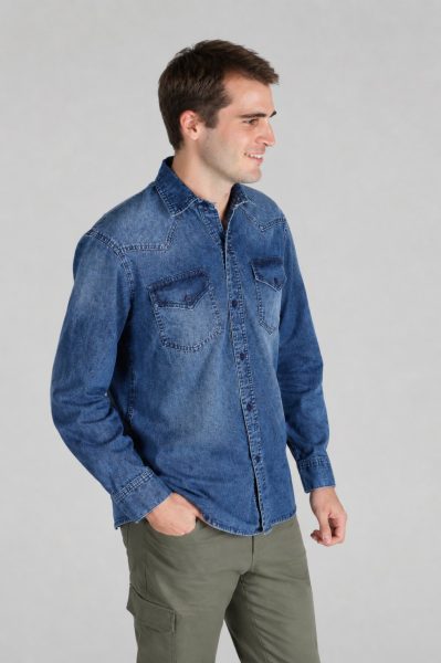 G201 Camisa de Jean Chains Hombre