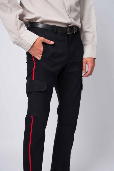 Pantalón cargo de trabajo JIMMY con bolsillos y cinta roja lateral